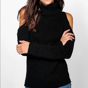NWT Black High Neck w/Open Shoulder Sweater